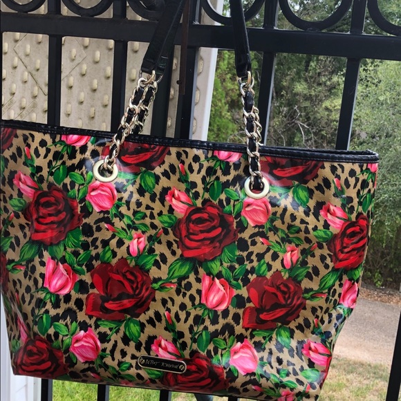 Betsey Johnson Handbags - Betsey Johnson Black Floral Satchel Tote